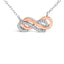 Collier Pendentif Double Infini en Argent Sterling Plaqué Or Rose 14K avec Accent de Diamant