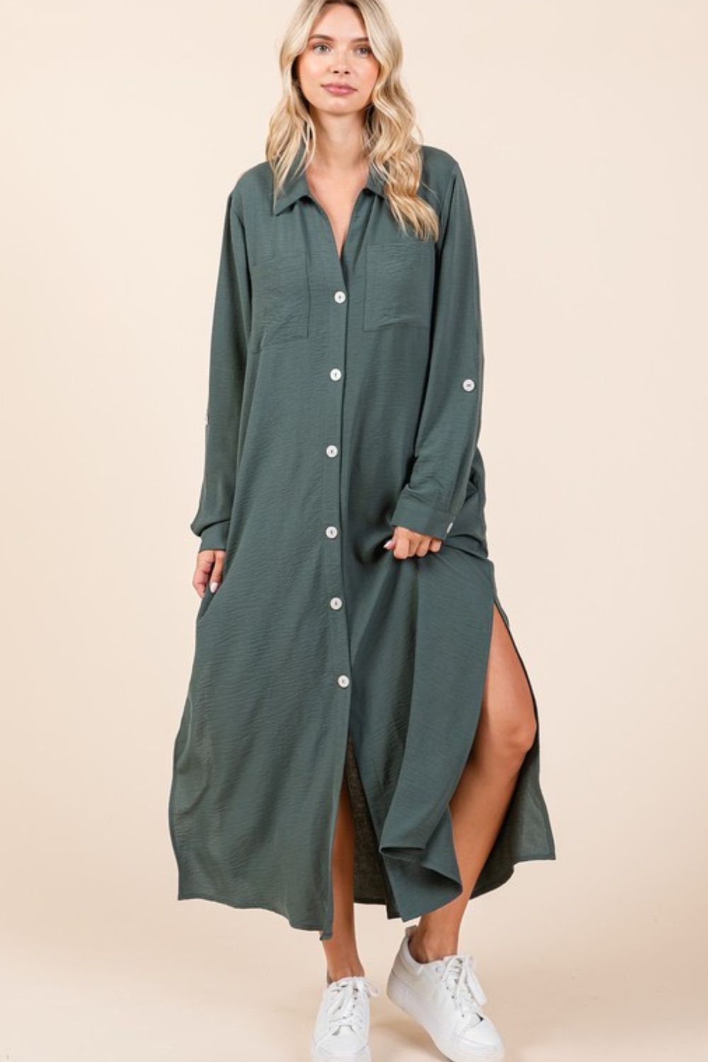 Robe maxi à manches longues et décolleté en V Airflow pour femmes