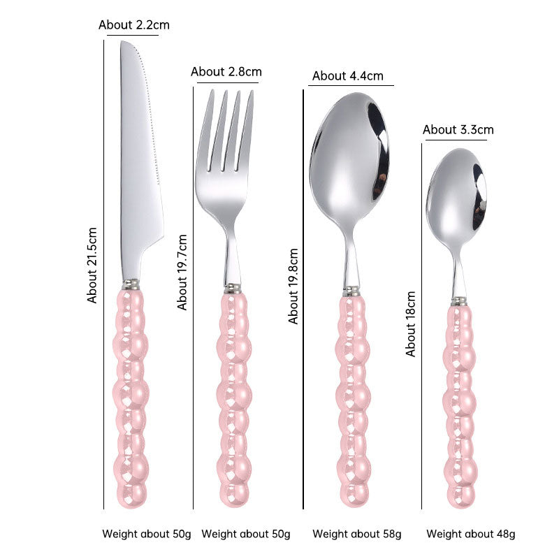 Ensemble de couverts élégant avec poignées en perles - Couverts en acier inoxydable