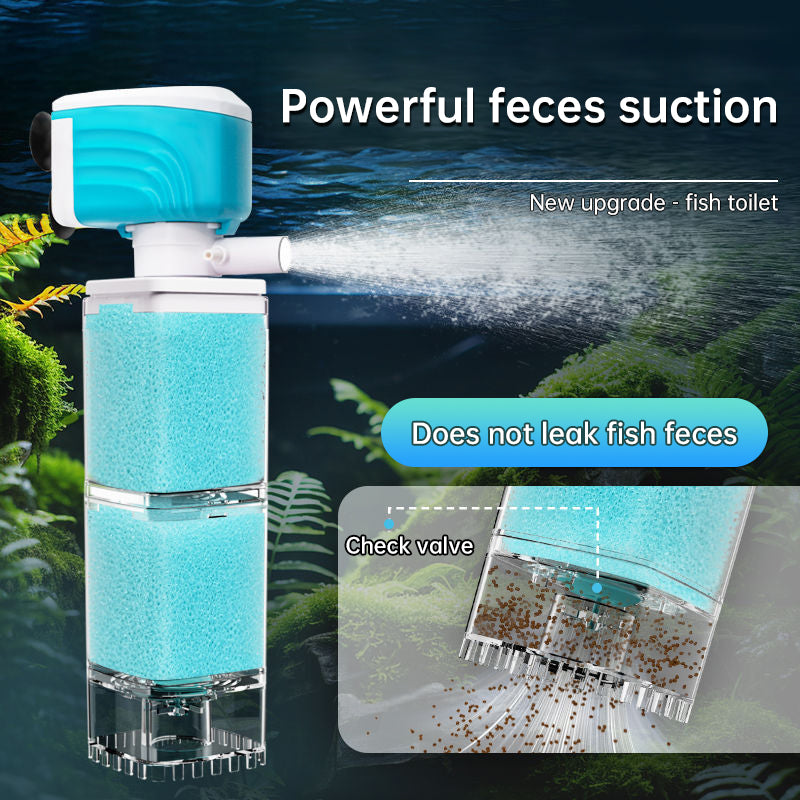 Multifunctional Aquarium Sponge Filter: Water Purifier, Pump, Wave Maker, with Suction Cup & Air Pump - Korvel