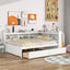 Elegant Full Bed with L-shaped Bookcases and Drawers in White
