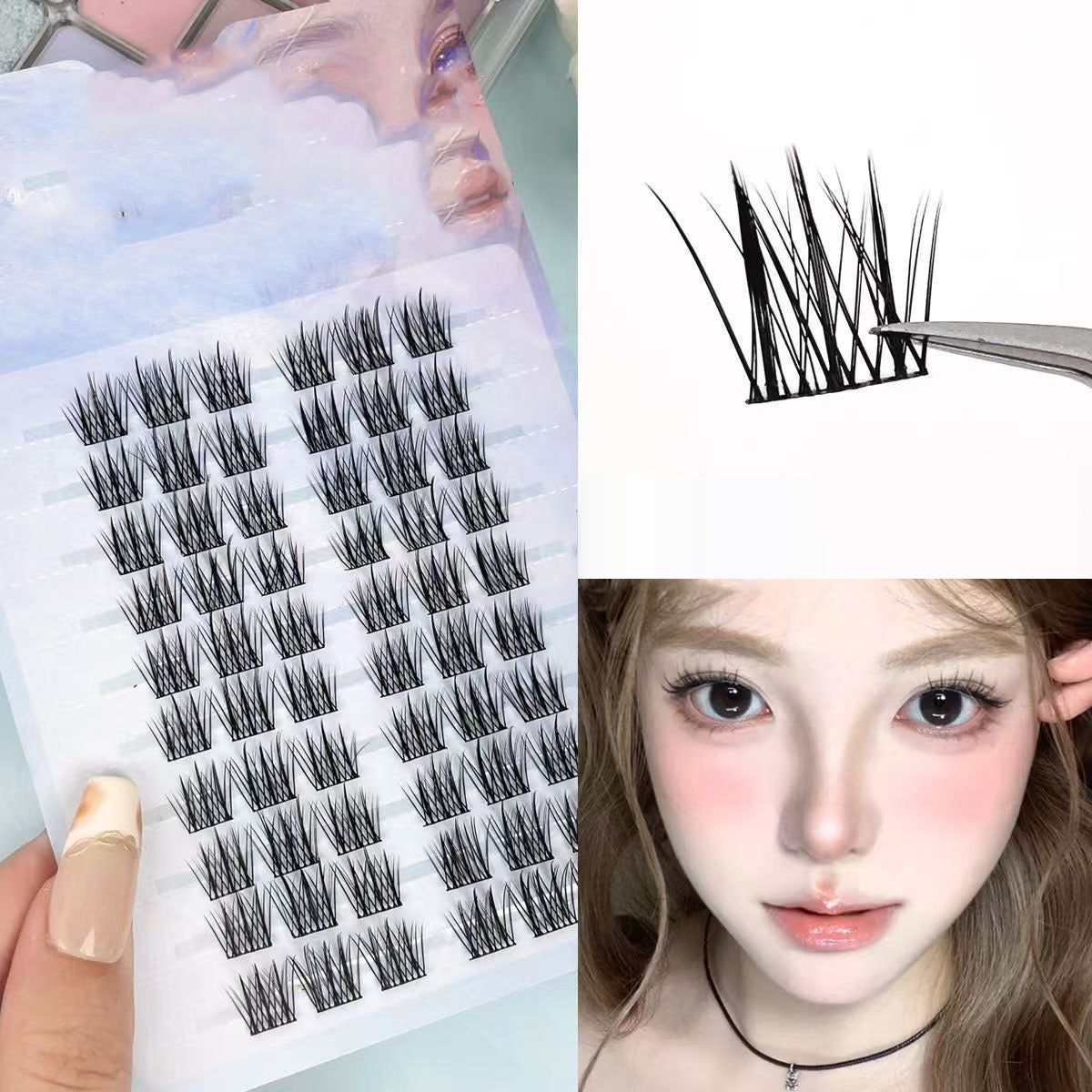 Sunflower Comics Pure Desire Eyelash Simulation Natural Thickening Large Segmented Trilogy False Eyelash Laziness - Korvel