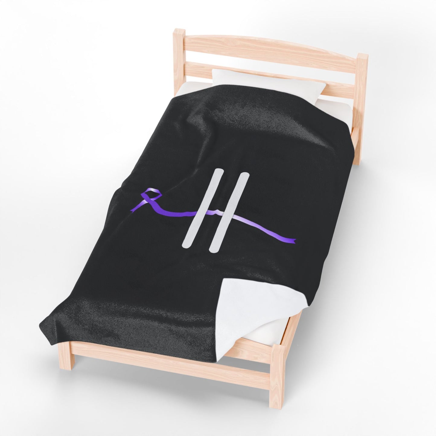 Manta de Terciopelo de Concienciación sobre la Epilepsia – Diseño de Cinta Morada