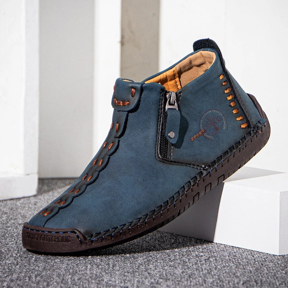Men's Stylish Ankle Boots with Zipper for Outdoor Activities