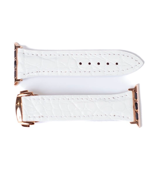 Correa de Apple Watch de Cocodrilo Blanco Mate