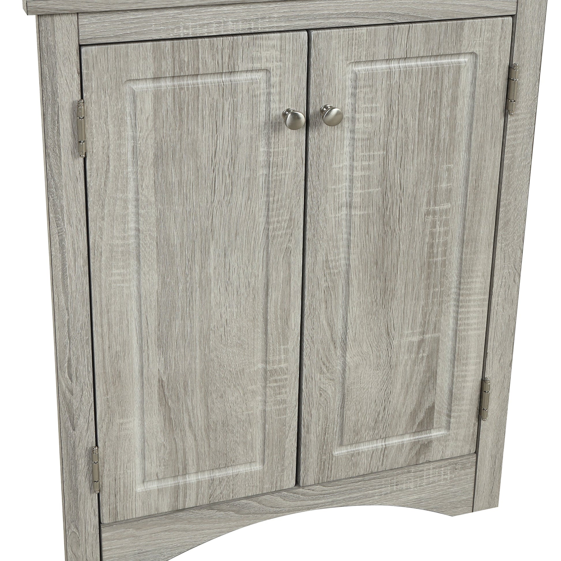 Oak Triangle Bathroom Storage Cabinet with Adjustable Shelves, Freestanding Floor Cabinet for Home Kitchen - Korvel