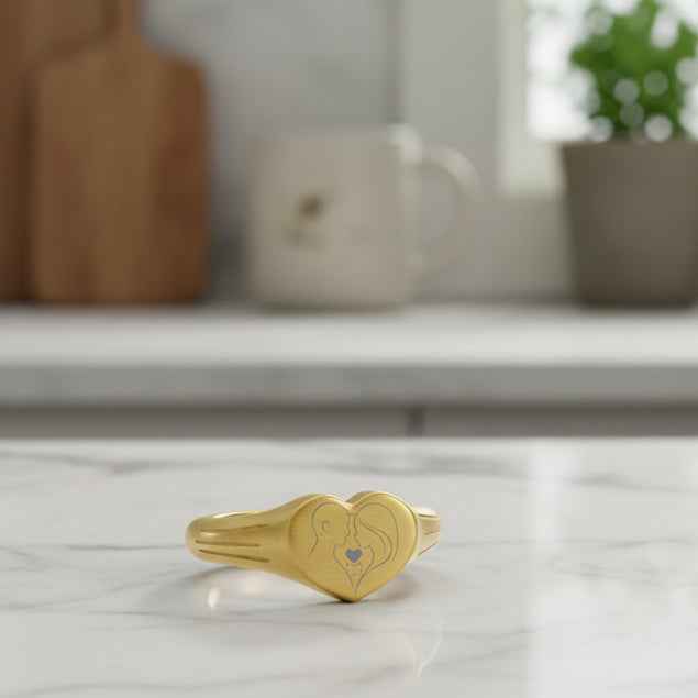 Whiskered Love Heart Signet Ring — Third Wheel Edition