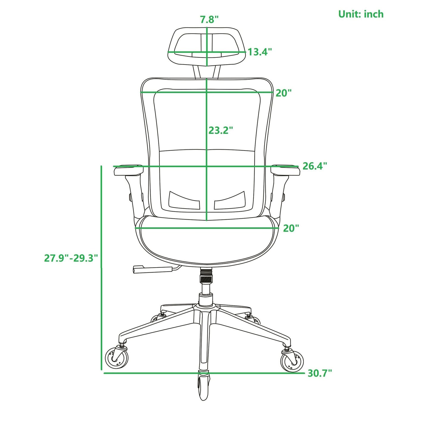 GREY Ergonomic Mesh Office Chair High Back - Adjustable Headrest with Flip-Up Arms - Korvel