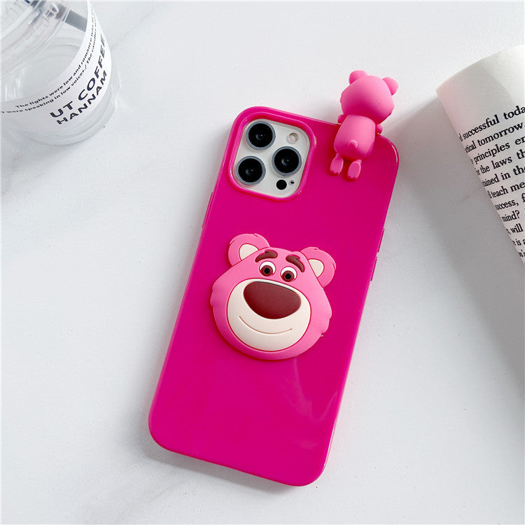 Three-Dimensional Lying Strawberry Bear Suitable For iPhone12promax Apple 11 Mobile Phone Case Soft Cover - Korvel