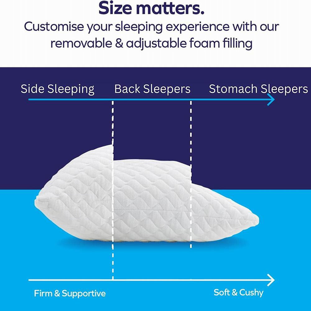 Shredded Memory Foam Bed Pillows for Sleeping, with Washable Removable Bamboo Cooling Sleep Pillow for Back and Side Sleeper - Korvel