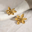Boucles d'oreilles en acier inoxydable plaqué or avec motif floral