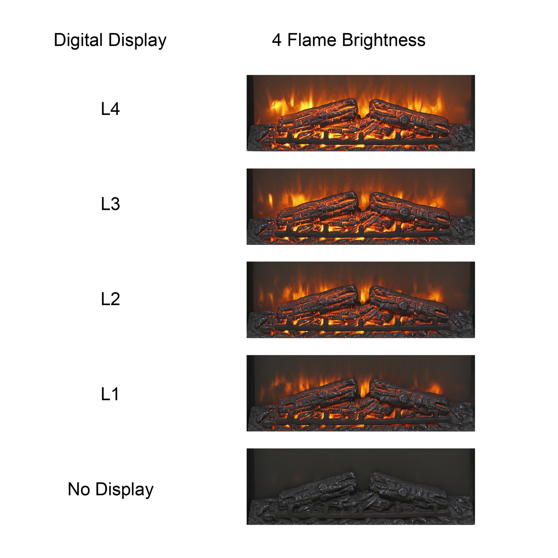 23 inch electric fireplace insert ultra thin heater with log set & realistic flame remote control - Korvel
