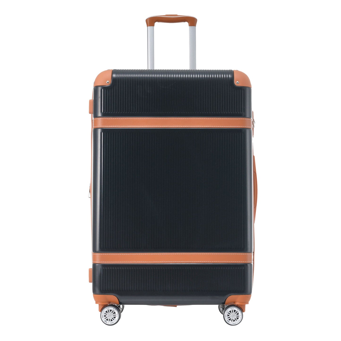Hardshell Luggage Sets 3 Piece double spinner 8 wheels Suitcase with TSA Lock Lightweight 20''24''28'' Black + ABS - Korvel