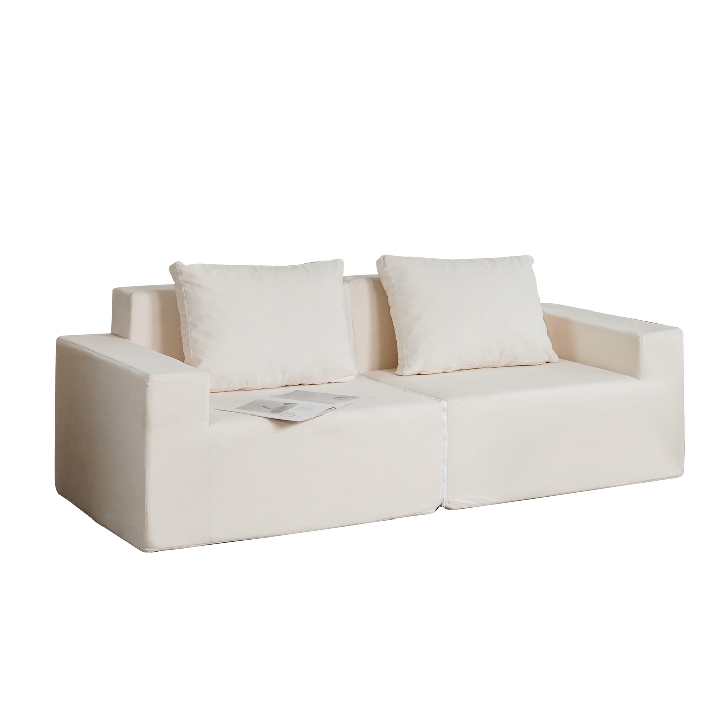 No Installation&Convertible Living room foam sofa chair Loveseat Twin Size with Armrests Removable and Machine Washable Cover - Korvel