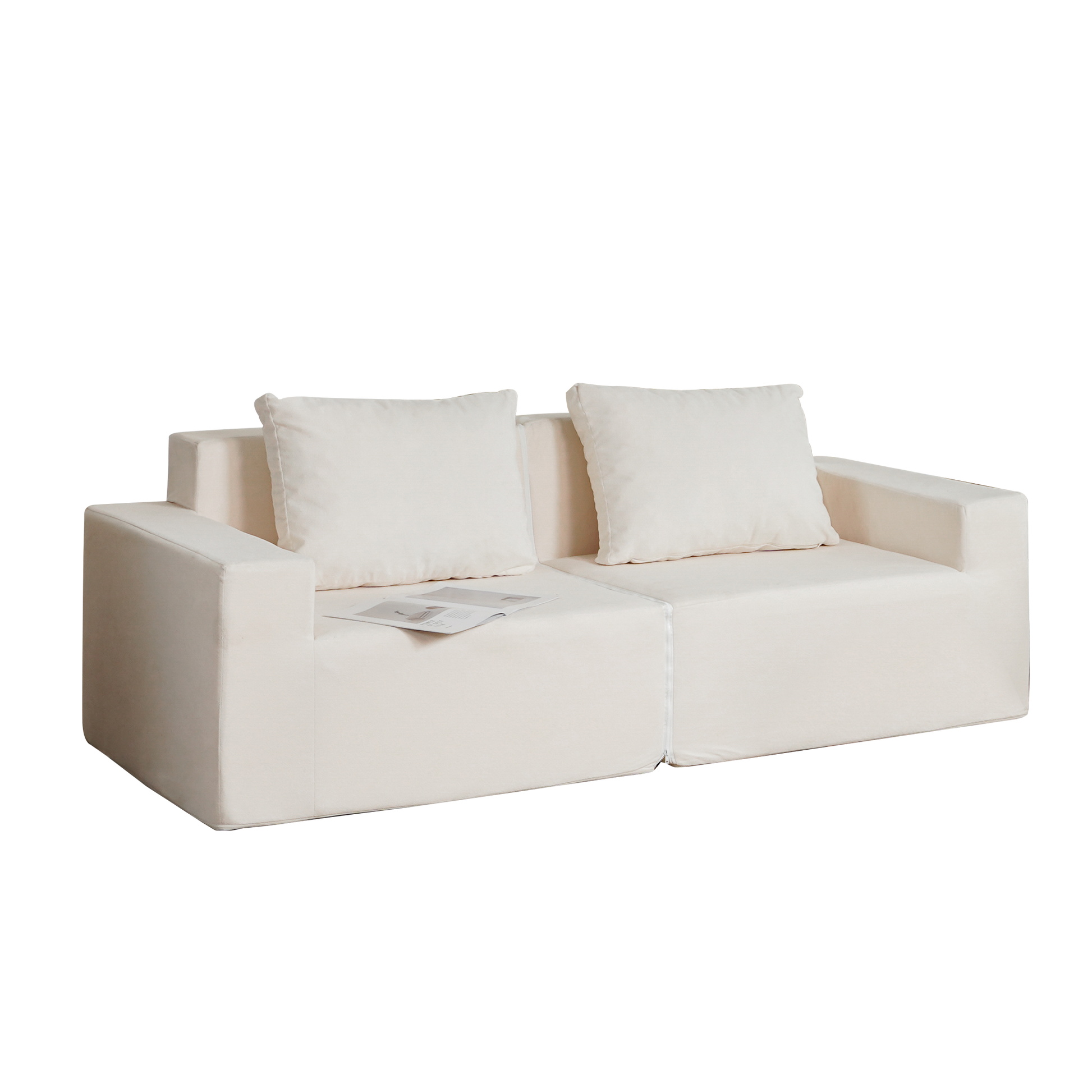 No Installation&Convertible Living room foam sofa chair Loveseat Twin Size with Armrests Removable and Machine Washable Cover - Korvel
