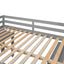 Low Study Full Loft Bed with Cabinet Shelves and Rolling Portable Desk Multiple Functions Bed- Gray - Korvel