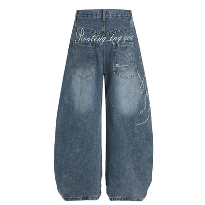 Vintage-Inspired Loose Fit Denim Trousers for Men