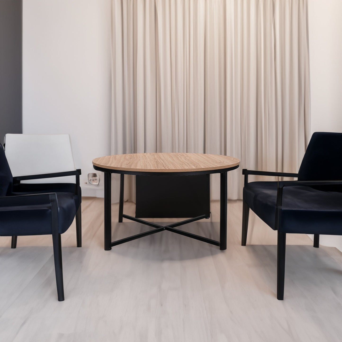 Modern Round Metal Coffee Table - Korvel