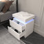 Modern white Nightstand With 2 Storage Drawers,Led Lights, End Table For Bedroom Furniture - Korvel