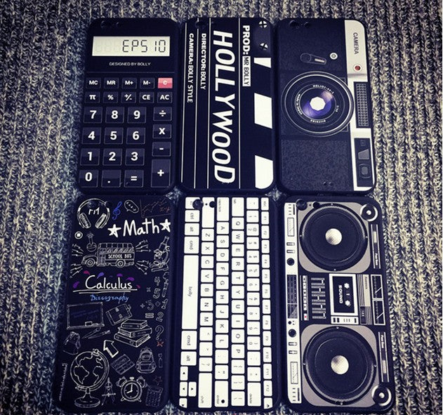 For iPhone 6S 7 7Plus 5 8 8Plus X XS Max SAMSUNG Retro Camera Cassette Tapes Boombox Calculator Keyboard Soft Phone Case Fundas - Korvel