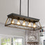 5-Light Farmhouse Chandeliers for Dining Room Metal Rustic Pendant Island Light  Modern Rectangular Island Lights (No Bulbs) - Korvel