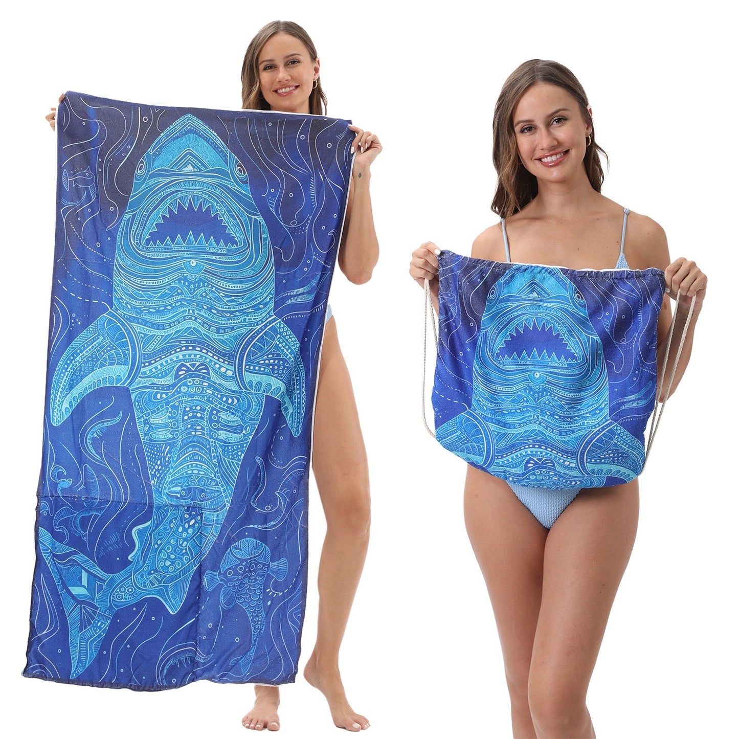 Two-in-One Foldable Beach Towel with Storage Bag