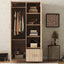 Wooden Wardrobe with Double Doors, Armoire with Hanging Rod, 5 Fixed Shelves, One Storage Drawer,Natural - Korvel