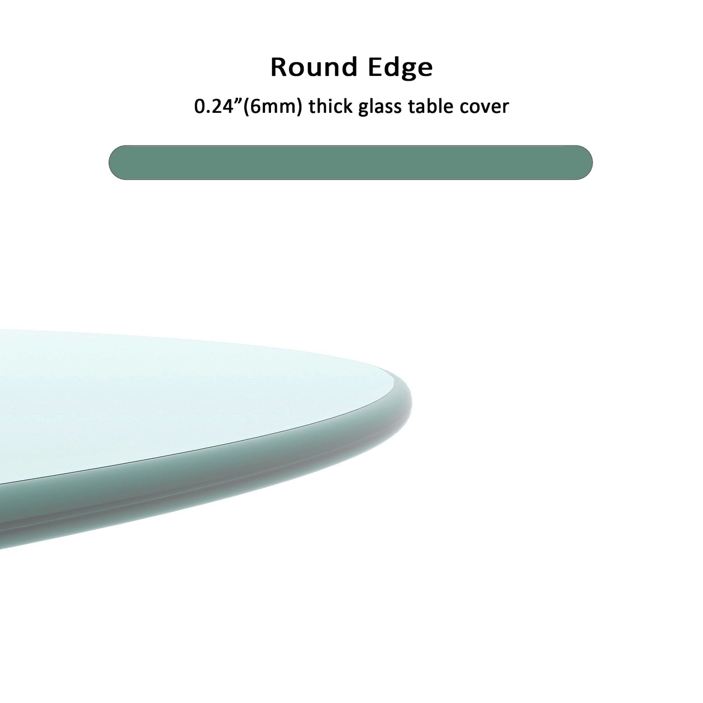 20" Inch Round Tempered Glass Table Top Clear Glass 1/4" Inch Thick Round Polished Edge - Korvel