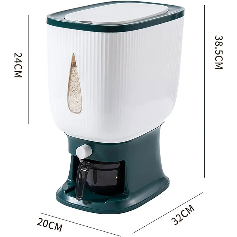 10Kg Rice Dispenser Storage Container with Measuring Cylinder