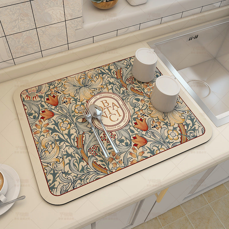 Tapis de drainage de cuisine premium pour vaisselle