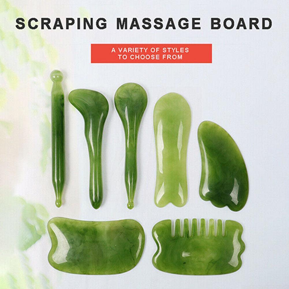 Set de Rodillo Facial de Jade Natural y Masajeador Gua Sha
