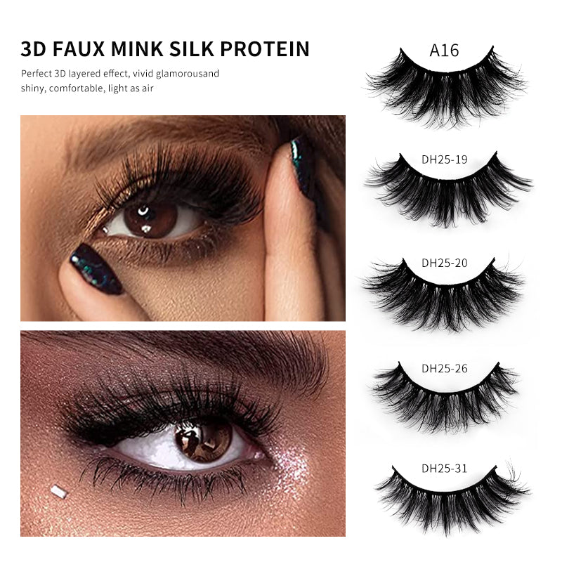 10 Pairs Of Messy Thick Imitation Mink Hair False Eyelashes 3D Stereo Realistic European And American Fried Hair False Eyelashes - Korvel
