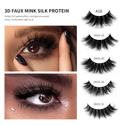 10 Pairs Of Messy Thick Imitation Mink Hair False Eyelashes 3D Stereo Realistic European And American Fried Hair False Eyelashes - Korvel