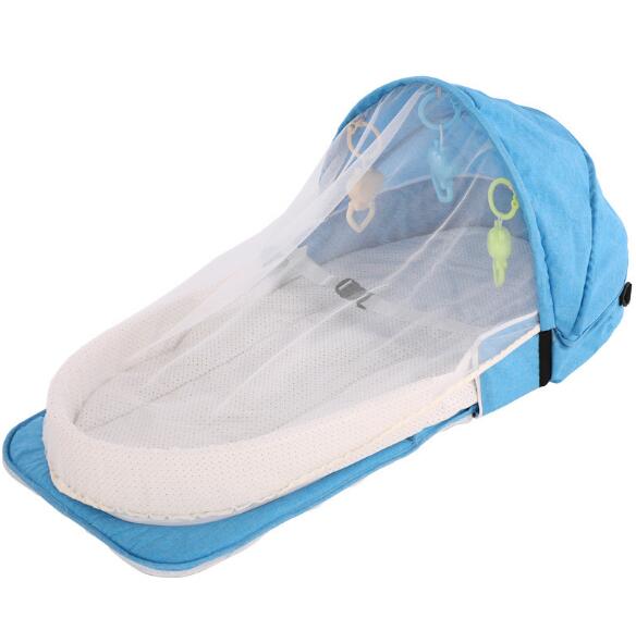 Portable Bed Foldable Baby Bed Travel Sun Protection Mosquito Net Breathable Soft Infant Folding Sleeping Basket With Toys - Korvel