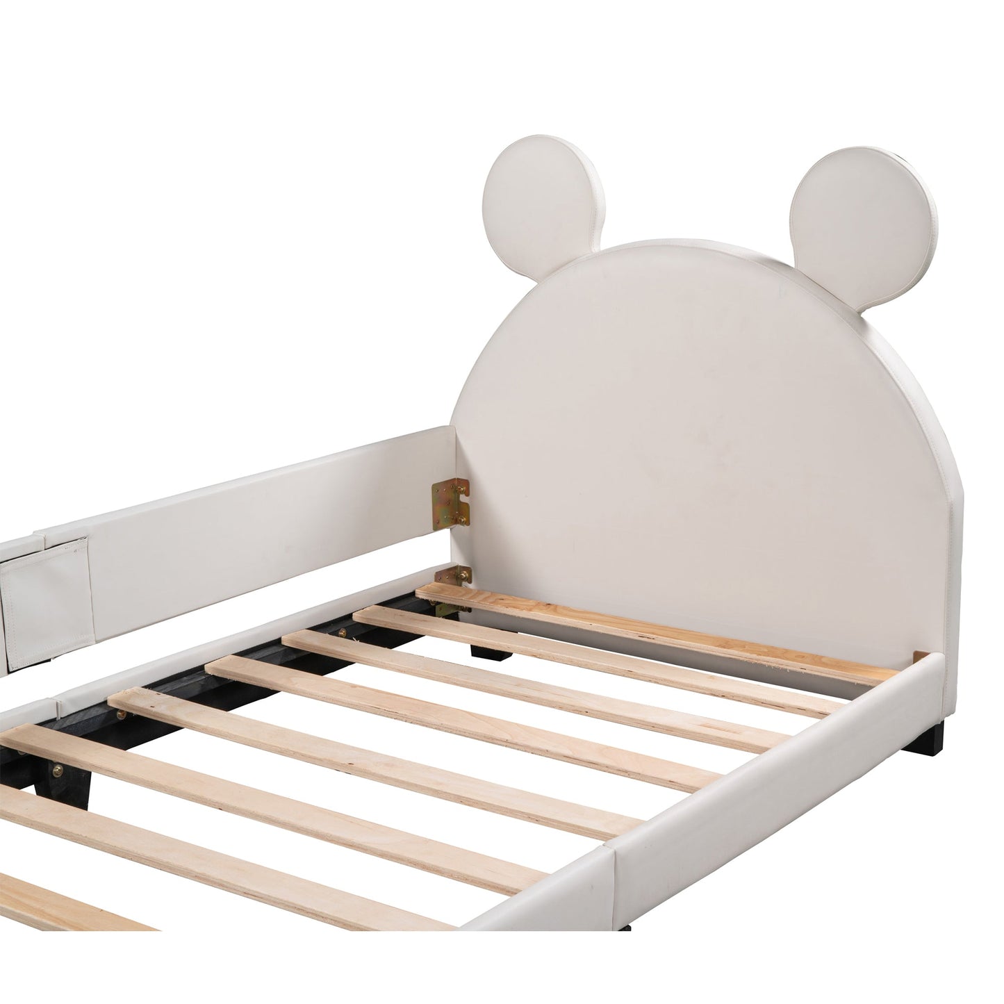 Twin Size Upholstered Daybed with Carton Ears Shaped Headboard White - Korvel