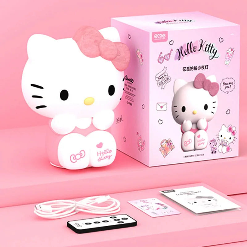 Kawaii Sanrio Hello Kitty Pat Night Light Girls Bedroom Bedlight Anime Hellokitty Night Lamp Desktop Decor Ornaments Girls Gift - Korvel