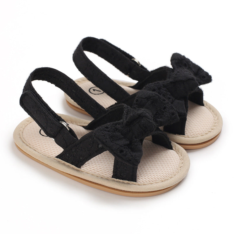 Baby Shoes Summer New 0-1 Year Old Rubber Sole Bow Sandals Toddler Shoes Baby Shoes - Korvel