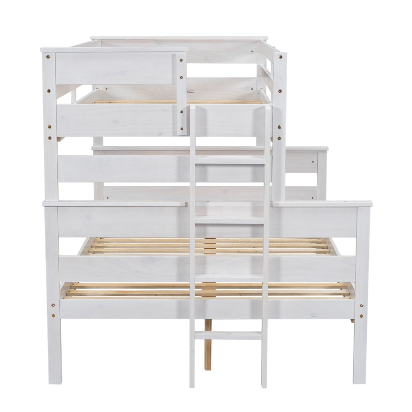 Wood Twin over Full Bunk Bed with Ladder White - Korvel