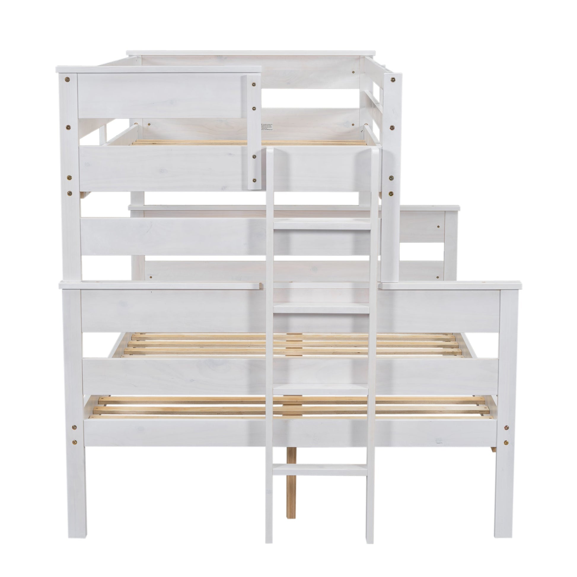Wood Twin over Full Bunk Bed with Ladder White - Korvel