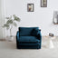 Comfy Deep Single Seat Sofa Armchair in Blue Chenille