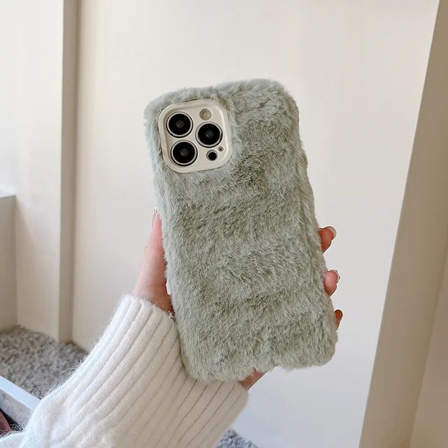 Ottwn Candy Color Warm Furry Phone Case for iPhone