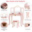 Kids Makeup Dressing Table with Tri-Folding Mirror - Pink