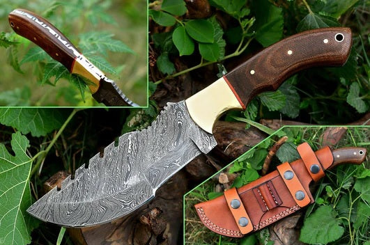 Hunted Movie-Inspired 10" Damascus Steel Tracker Knife with Micarta Handle - Korvel
