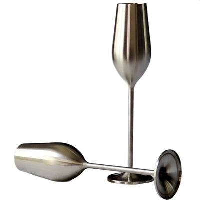 Elegant Stainless Steel Champagne Flutes (Set of 2) - Korvel