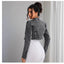 Womens Retro Short Casual Denim Jacket with Zipper