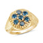 14K Yellow Gold Plated Blue Diamond Sterling Silver Engagement Ring