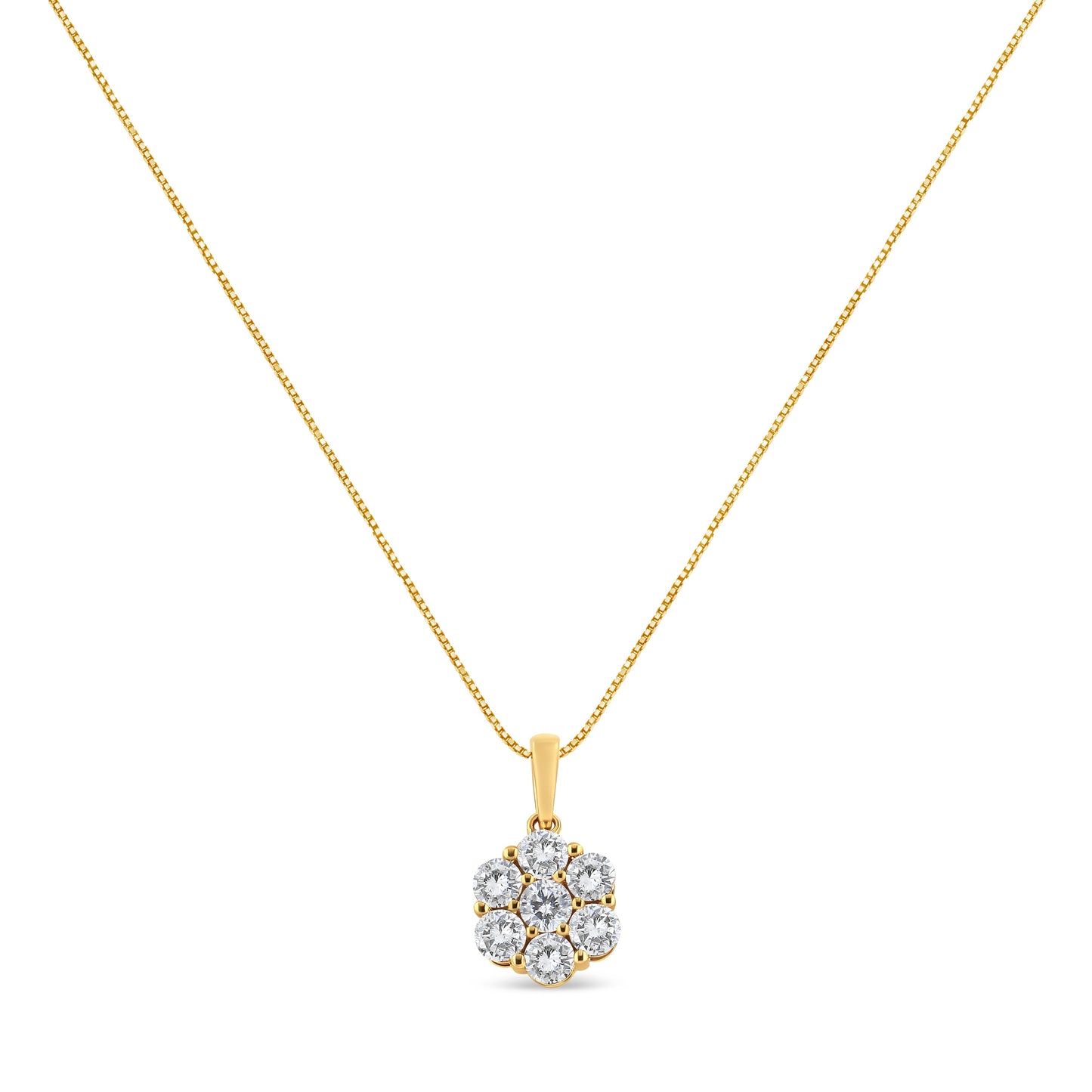 Collar con colgante de flor en diamantes de 2.00 Cttw en oro amarillo de 14K