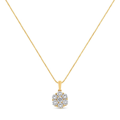 Collier Pendentif en Diamant en Fleur en Or Jaune 14K 2.00 Cttw