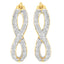 Pendientes de aro doble infinito de diamantes en oro amarillo y blanco de 10K