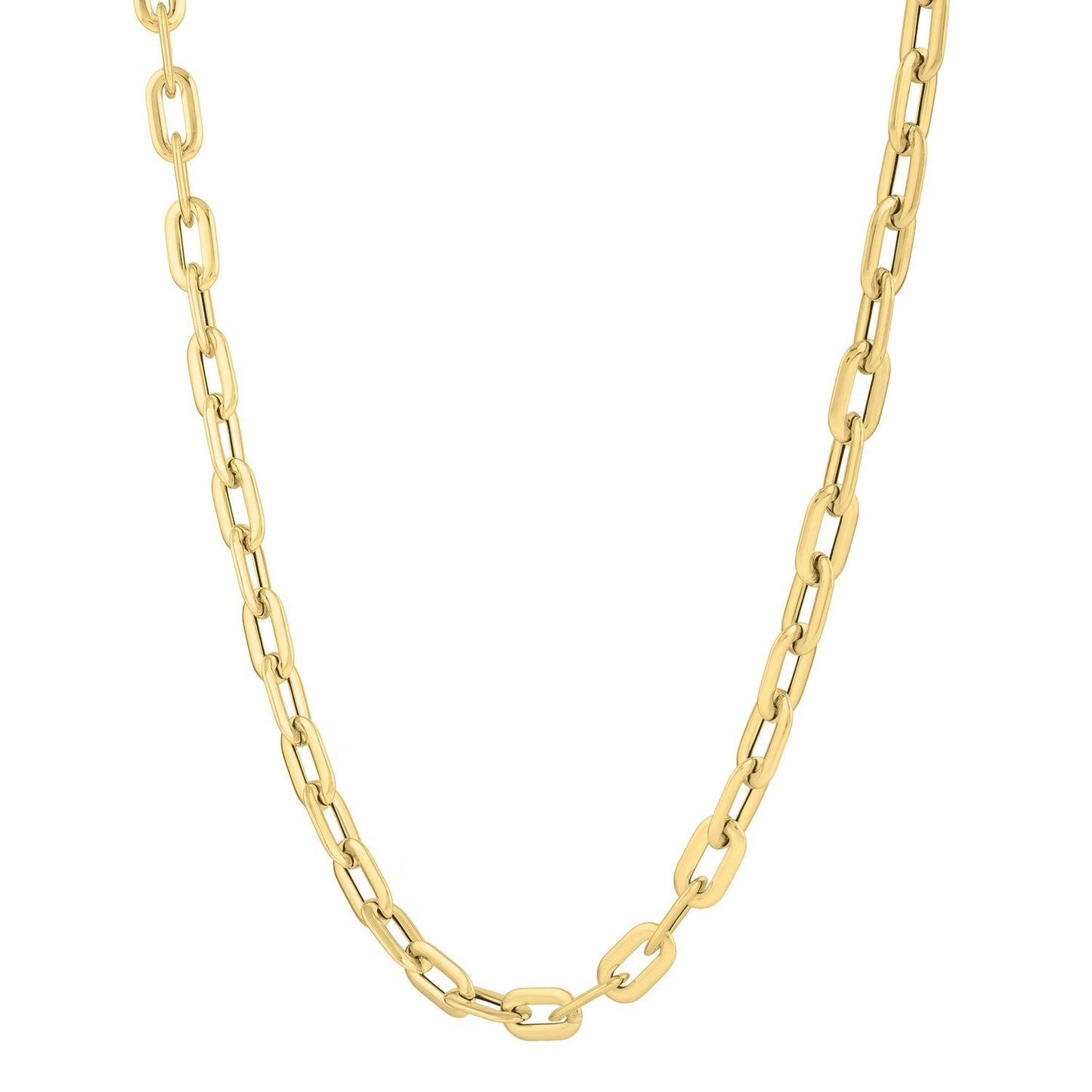 Collier en chaîne en papier clip en or jaune 14 carats avec dôme ovale